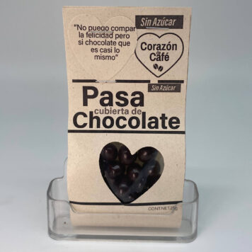 CORAZON DE CAFE PASAS CON CHOCOLATE SIN AZUCAR BOLSA DE 18 A 21 GRS