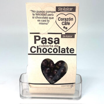 CORAZON DE CAFE PASAS CON CHOCOLATE SIN AZUCAR BOLSA DE 18 A 21 GRS