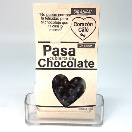 CORAZON DE CAFE PASAS CON CHOCOLATE SIN AZUCAR BOLSA DE 18 A 21 GRS